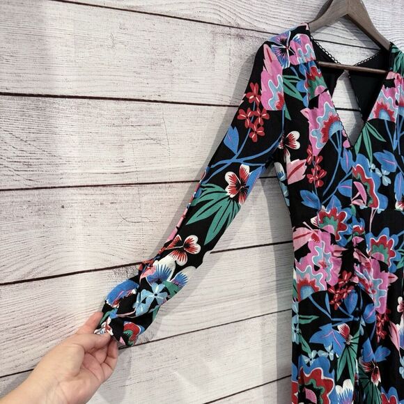 Anthropologie Maeve Ruched Floral Maxi Dress Long Sleeve Size 00 Boho Chic - Picture 8 of 15